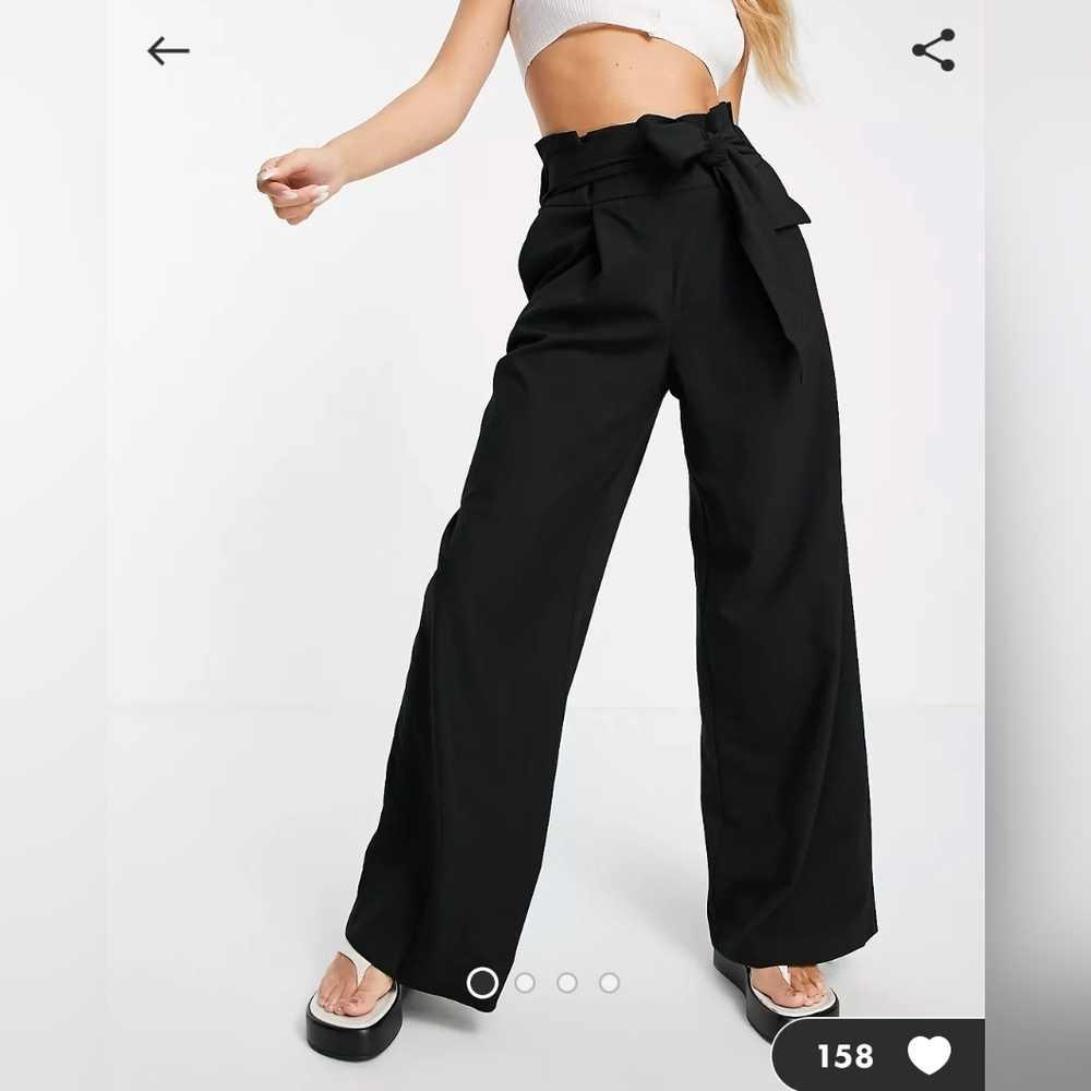 Mango Wide Leg "Paper bag" Pants